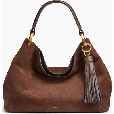 Donna Karan New York Glenwood Suede Shoulder In Brown