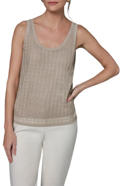 Donna Karan New York Grid Patter Sweater Tank In Gray