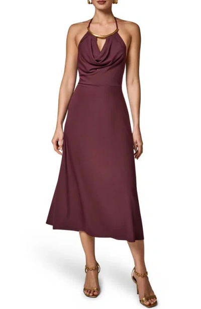 Donna Karan New York Halter Midi Dress In Brown
