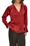 Donna Karan New York Hammered Satin Top In Red