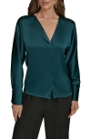 Donna Karan New York Hammered Satin Top In Green