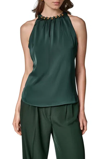 Donna Karan New York Hardware Neck Satin Blouse In Green