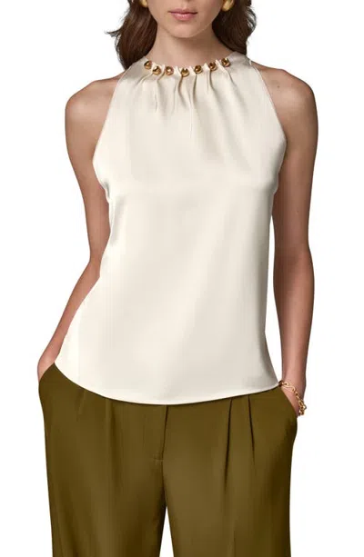 Donna Karan New York Hardware Neck Satin Blouse In White