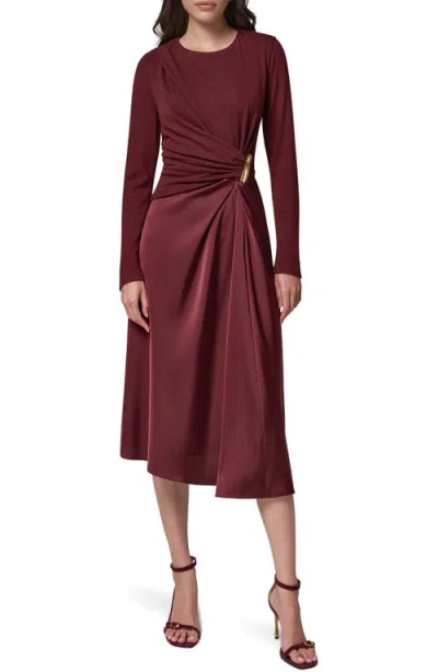 Donna Karan New York Hardware Waist Long Sleeve Dress In Burgundy