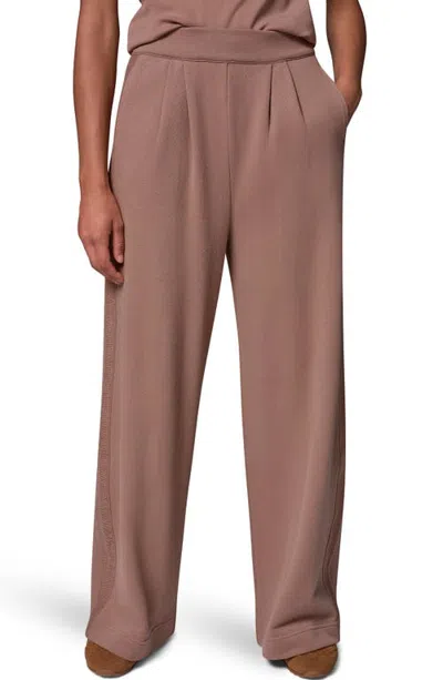 Donna Karan New York High Waist Wide Leg French Terry Pants In Neutral