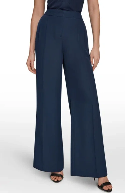 Donna Karan New York High Waist Wide Leg Pants In Blue