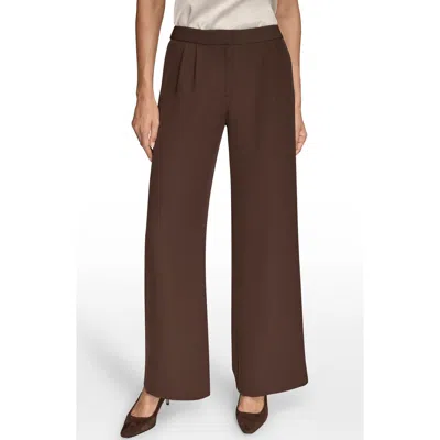 Donna Karan New York High Waist Wide Leg Pants In Brown