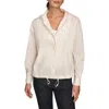 Donna Karan New York Hooded Long Sleeve Button-up Shirt In Neutral