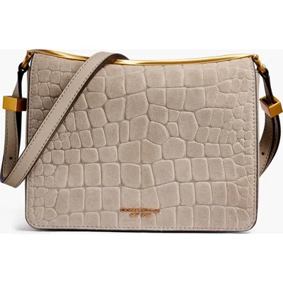 Donna Karan New York Jericho Croc-effect Suede Shoulder Bag In Neutral