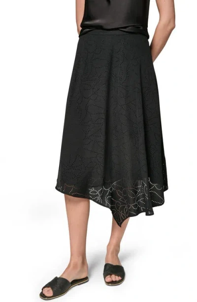 Donna Karan New York Lasercut Handkerchief Hem Skirt In Black