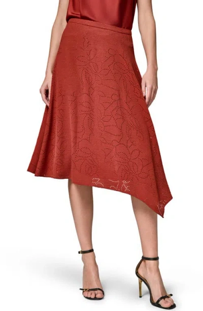 Donna Karan New York Lasercut Handkerchief Hem Skirt In Red
