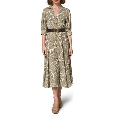 Donna Karan New York Leaf Print Midi Dress In Brown
