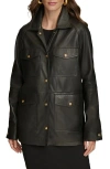 Donna Karan New York Leather Field Jacket In Black