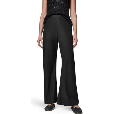 Donna Karan New York Linen Blend Ankle Wide Leg Pants In Black