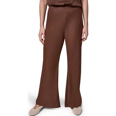 Donna Karan New York Linen Blend Ankle Wide Leg Pants In Brown