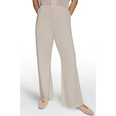 Donna Karan New York Linen Blend Ankle Wide Leg Pants In White