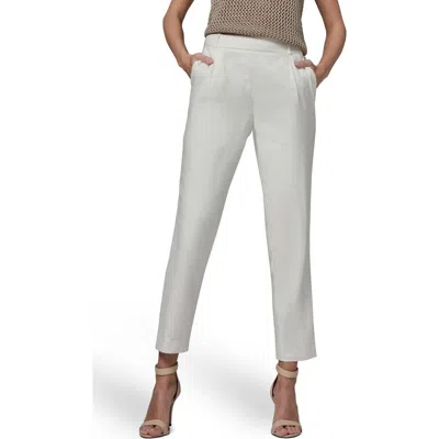 Donna Karan New York Linen Blend Straight Leg Ankle Pants In White