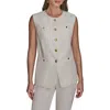 Donna Karan New York Linen Blend Vest In White