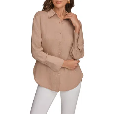 Donna Karan New York Linen Button-up Shirt In Brown