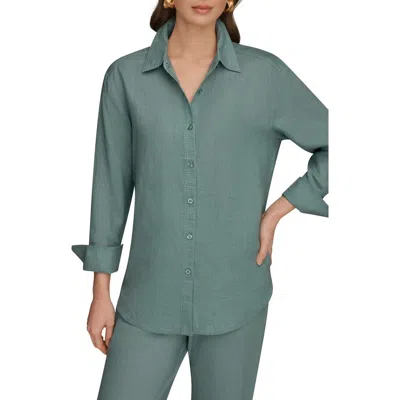 Donna Karan New York Linen Button-up Shirt In Green