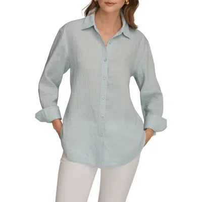 Donna Karan New York Linen Button-up Shirt In Blue
