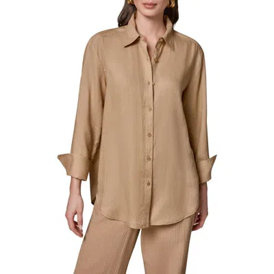 Donna Karan New York Linen Button-up Shirt In Brown
