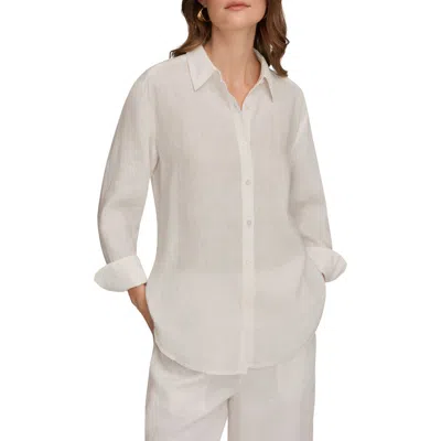 Donna Karan New York Linen Button-up Shirt In White