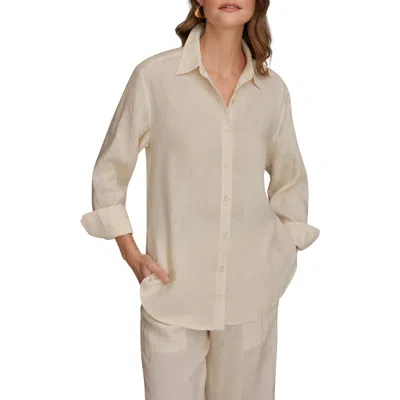Donna Karan New York Linen Button-up Shirt In Yellow
