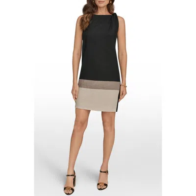 Donna Karan New York Linen-blend Color-block Shift Dress