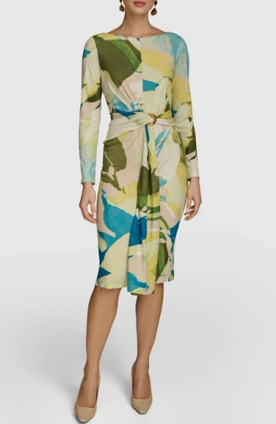 Donna Karan New York Long Sleeve Cocktail Dress In Sand/charter