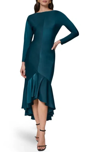 Donna Karan New York Long Sleeve Satin Mermaid Cocktail Dress In Hudson