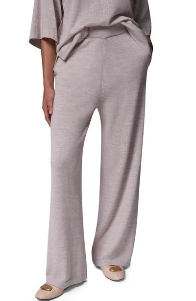 Donna Karan New York Merino Wool Wide Leg Sweater Pants In Toasted Oat Heather