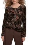 Donna Karan New York Metallic Burnout Top In Black