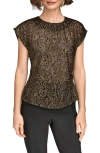 Donna Karan New York Metallic Cap Sleeve Top In Multi