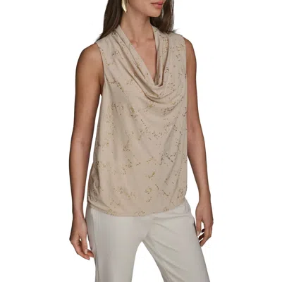 Donna Karan New York Metallic Cowl Neck Sleeveless Top