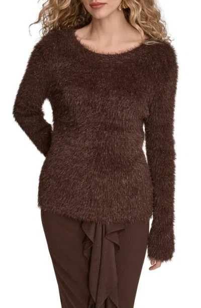 Donna Karan New York Metallic Eyelash Sweater In Brown