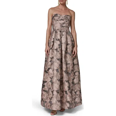 Donna Karan New York Metallic Floral Jacquard Gown In Neutral
