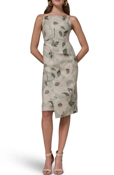 Donna Karan New York Metallic Floral Jacquard Sheath Dress In Gray