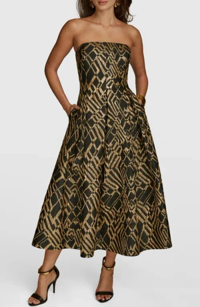 Donna Karan New York Metallic Jacquard Strapless Flare Gown Donna Karan New York Metallic Jacquard Strapless Flare Gown