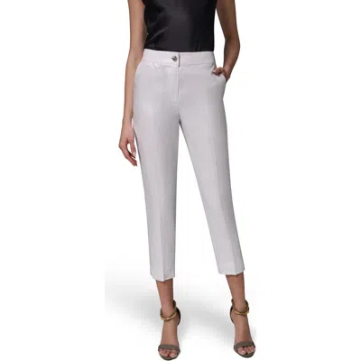 Donna Karan New York Metallic Linen Crop Pants In White