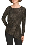 Donna Karan New York Metallic Long Sleeve Shirt In Multi