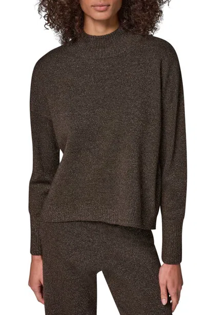 Donna Karan New York Metallic Mock Neck Sweater In Gray