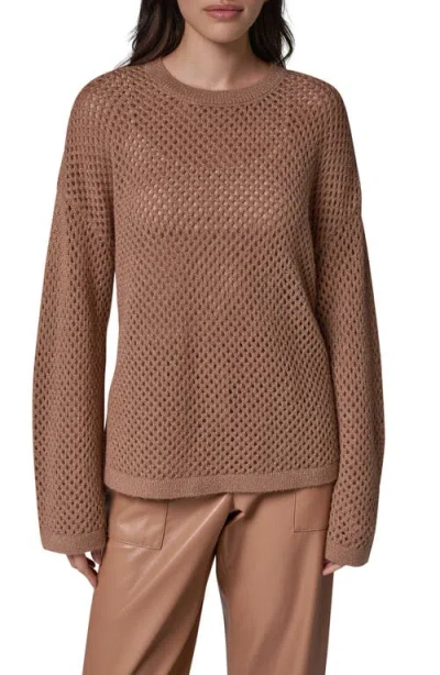 Donna Karan New York Metallic Open Stitch Sweater In Brown