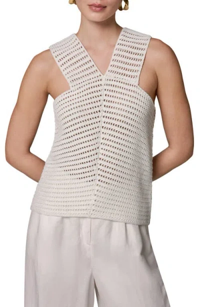 Donna Karan New York Metallic Open Stitch Sweater Tank In Neutral