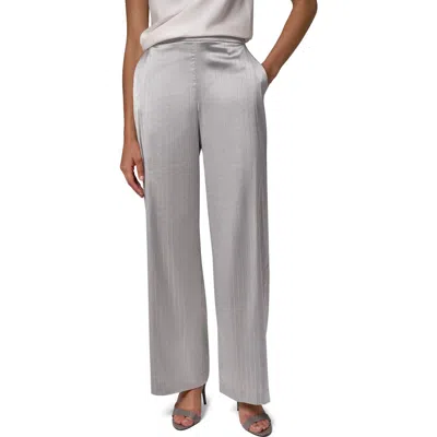 Donna Karan New York Metallic Pinstripe Pull On Wide Leg Pants In Gray