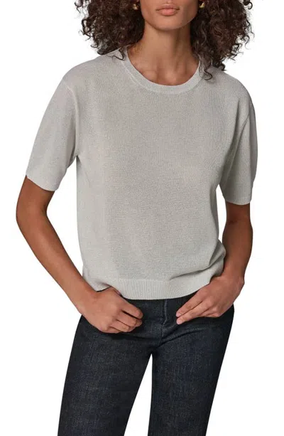Donna Karan New York Metallic Relaxed Elbow Sleeve Crewneck Sweater In Gray