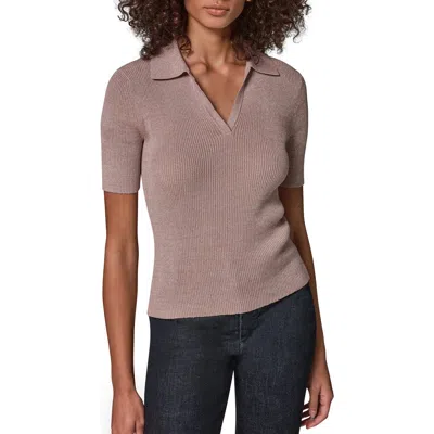 Donna Karan New York Metallic Rib Polo Sweater In Gray