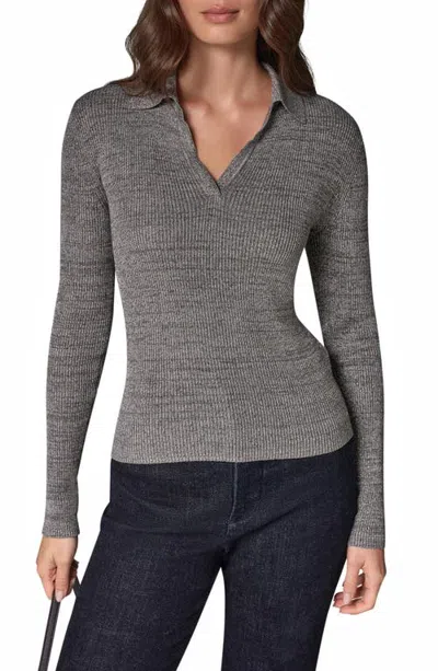 Donna Karan New York Metallic Rib Polo Sweater In Gray