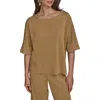 Donna Karan New York Metallic Short Sleeve Sweater In Brown