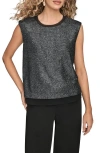 Donna Karan New York Metallic Sleeveless Top In Silver